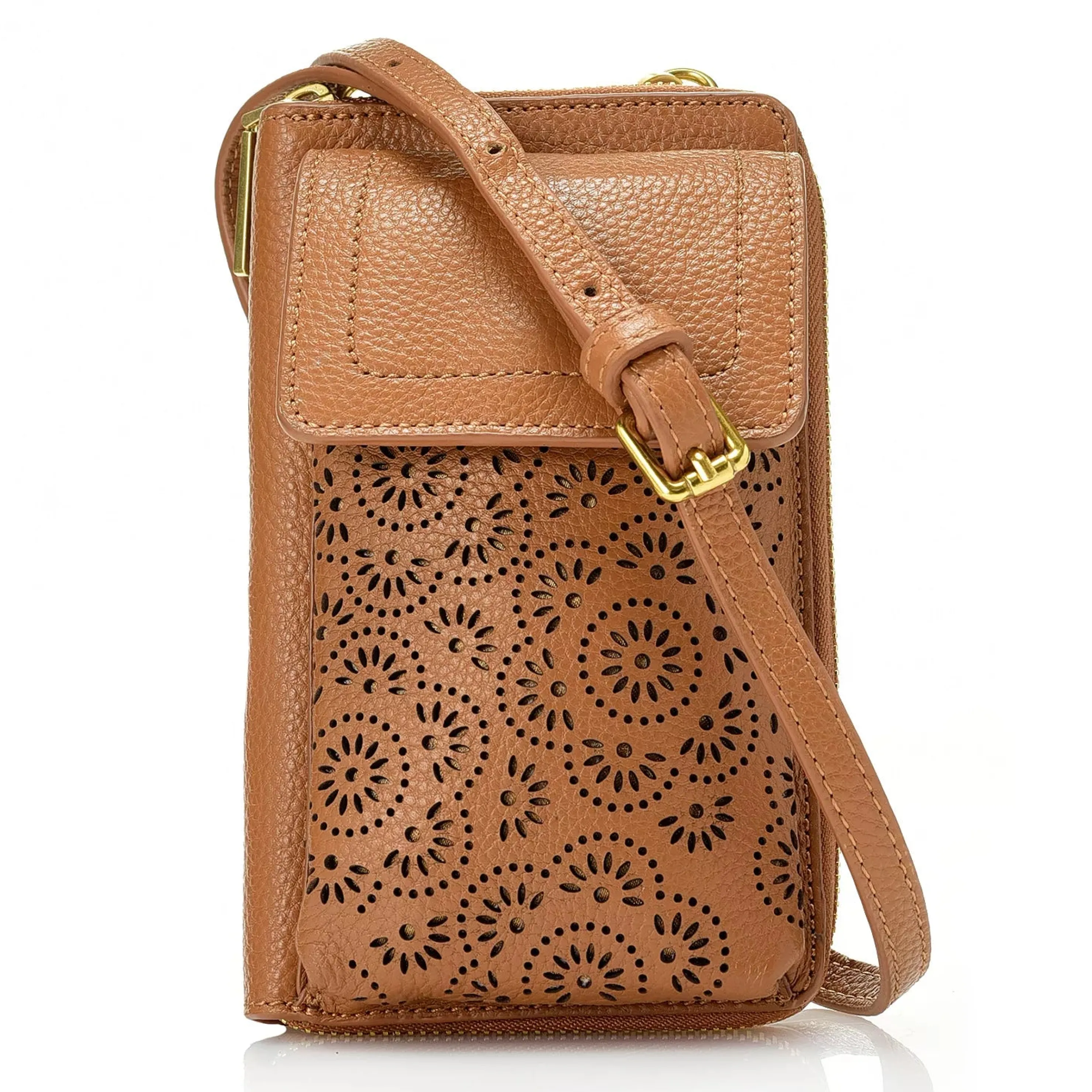 Outlet Leah Perforated Leather Phone Case Crossbody Pouches & Wallets