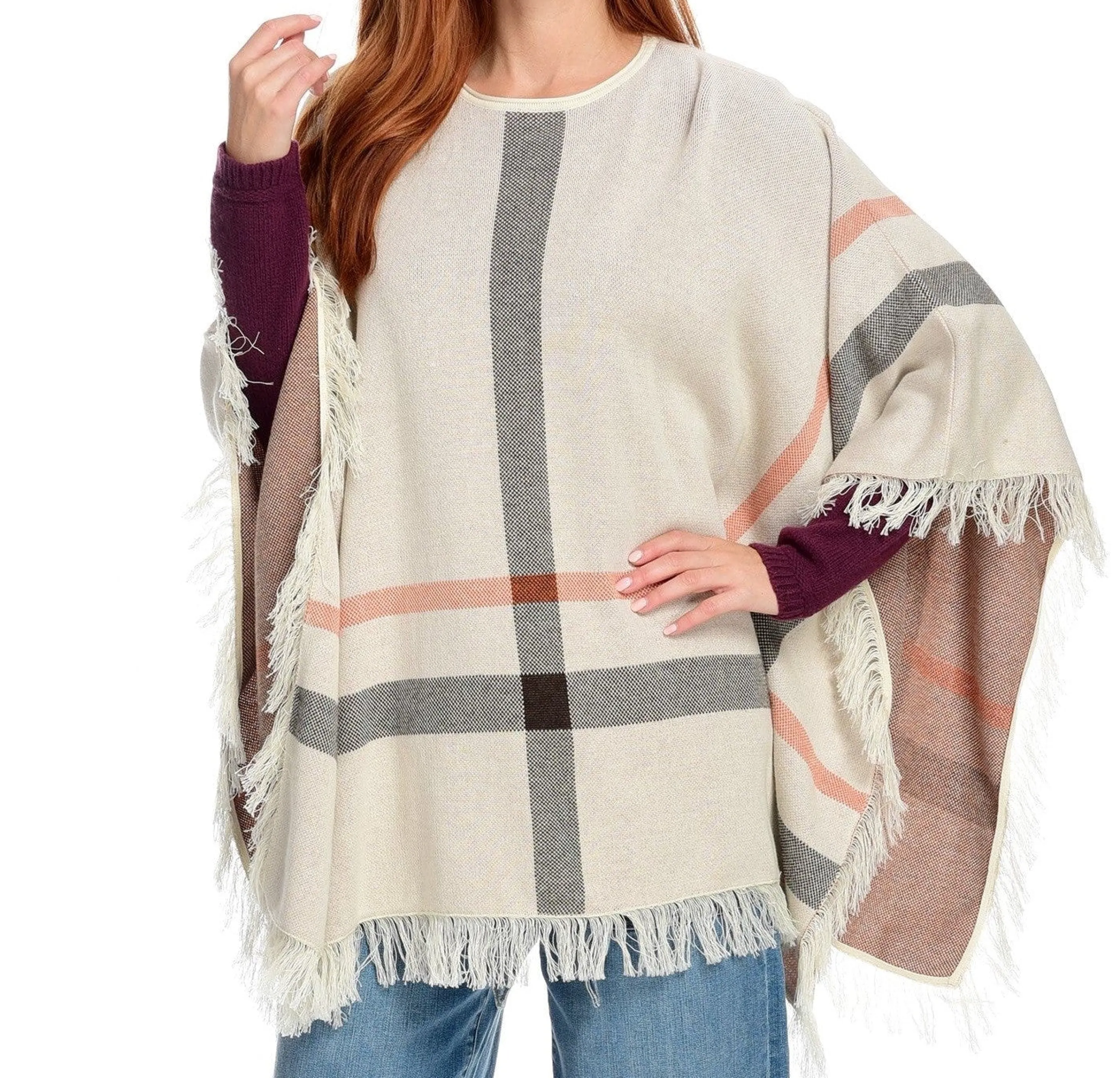 Best Plaid Poncho By Blue Ladies Women Tops