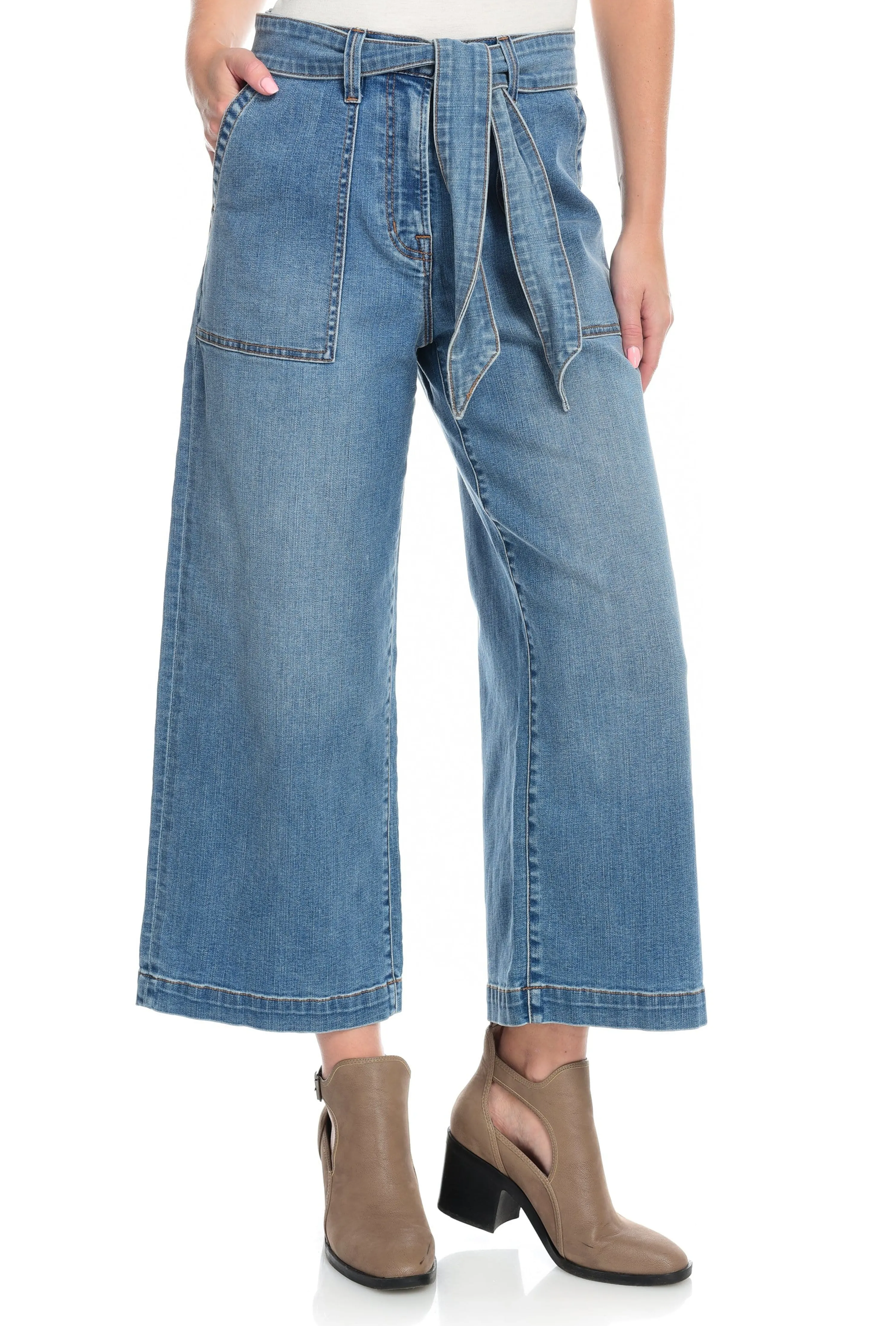 Discount Wide Leg Cropped Jean Women Bottoms